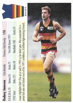 1993 Select AFL #178 Rodney Jameson Back